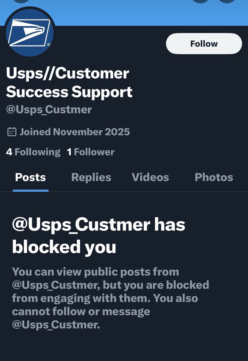 forzagrano's tweet photo. @USPSHelp @X @elonmusk @FBI @FBI_NCIJTF this account is posing as the US Postal service and asking customers to download malicious software to their phones in order to receive compensation for filing USPS claims - when called them out they have blocked me https://t.co/CSbtWfjWDR