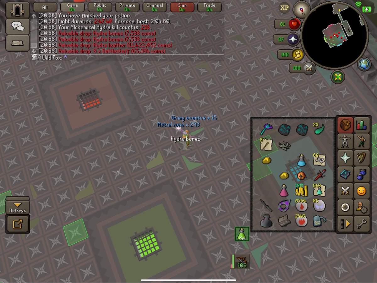 Fawksy__'s tweet image. I should be prepping for Sailing... Instead, I'm Spooning Hyda and ruining my looting bag more 
215 &amp;amp; 216kc Hydra Leather 🦊