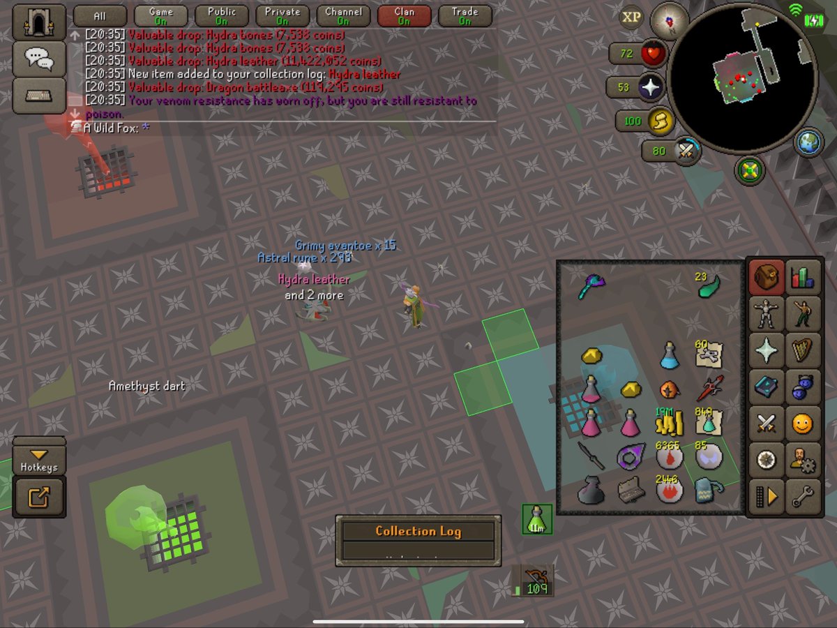 Fawksy__'s tweet image. I should be prepping for Sailing... Instead, I'm Spooning Hyda and ruining my looting bag more 
215 &amp;amp; 216kc Hydra Leather 🦊