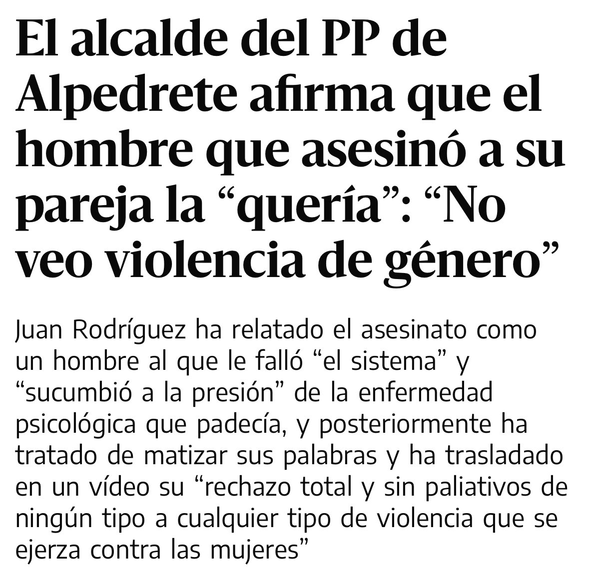Qué peligrosa esta nueva versión del “la maté porque era mía” que quita la responsabilidad a los agresores, desprotege a las víctimas y disfraza la violencia de amor

Y mientras, Ayuso recorta 1,5M en políticas contra la violencia machista

El PP está en guerra contra las mujeres