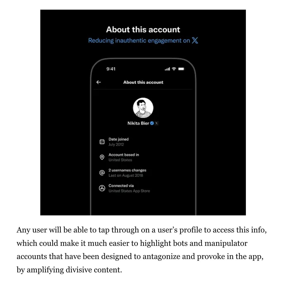TechloreInc's tweet image. X announced it will soon indicate if a profile is using a VPN, along with account creation date, location, and username history. The aim is to expose bots and foreign influence operations. Thoughts?