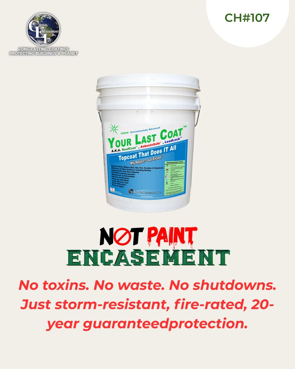 greenencasement's tweet image. 🚨 CH#107: Lead Paint Hazard Solved! 🚨

Peeling toxic lead paint put community safety &amp;amp;
compliance at risk.

🔥 ORDER NOW for safer, smarter building solutions:  encasement.com/order-green-co…

#LeadSafe #GreenCoatings #BuildingProtection