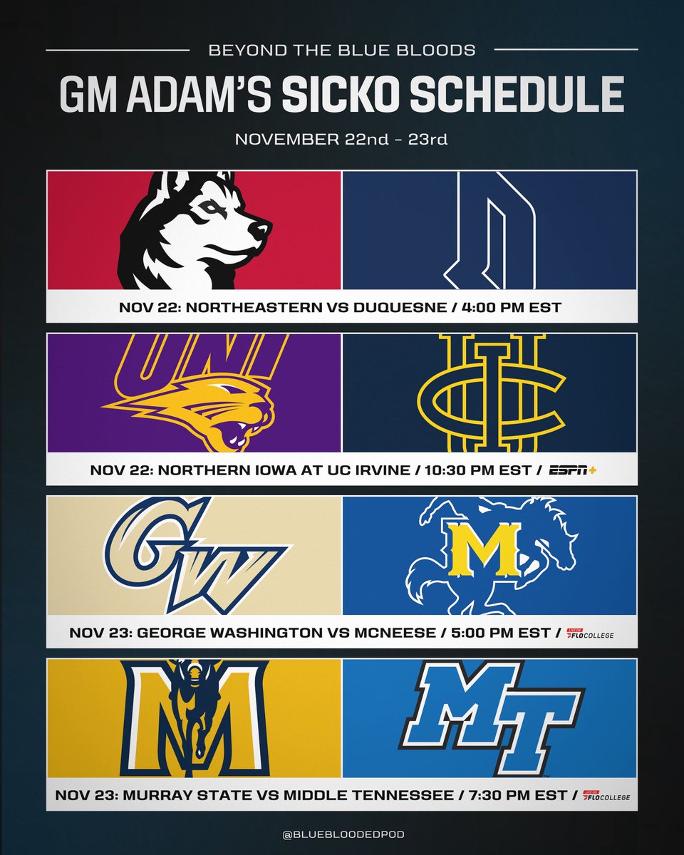 This weeks CBB Sicko Schedule from GM Adam <a href="/adamhhammer/">Adam Hammer</a> 📚🤓