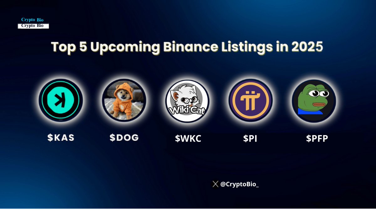 CryptoBio_'s tweet image. Top 5 Upcoming Binance Listings in 2025

$KAS
$DOG
$WKC
$PI
$PFP