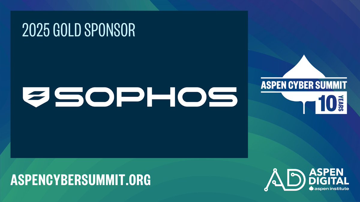 Sophos's tweet photo. 🌐 #Cybersecurity is a global challenge with local impacts — it involves everyone, everywhere.
We’re proud to sponsor the #AspenCyber Summit! Join @AspenDigital on Nov 18 as leaders, experts, and our CEO @chiesennegs share insights on the evolution and future of digital defense. https://t.co/2FyVFcGqBC