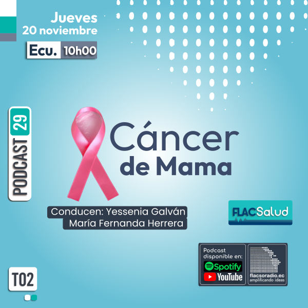 flacsoradio's tweet photo. No te pierdas #mañana nuestro programa FLACSalud dialogamos sobre el cáncer de mama, sobre su importancia, factores de riesgo, detección temprana y el valor del acompañamiento emocional. 
Video: https://t.co/4mTLvDEaXG
Streaming simultáneo audio: https://t.co/xfM8RQVMMh https://t.co/7VtQmBEjxN