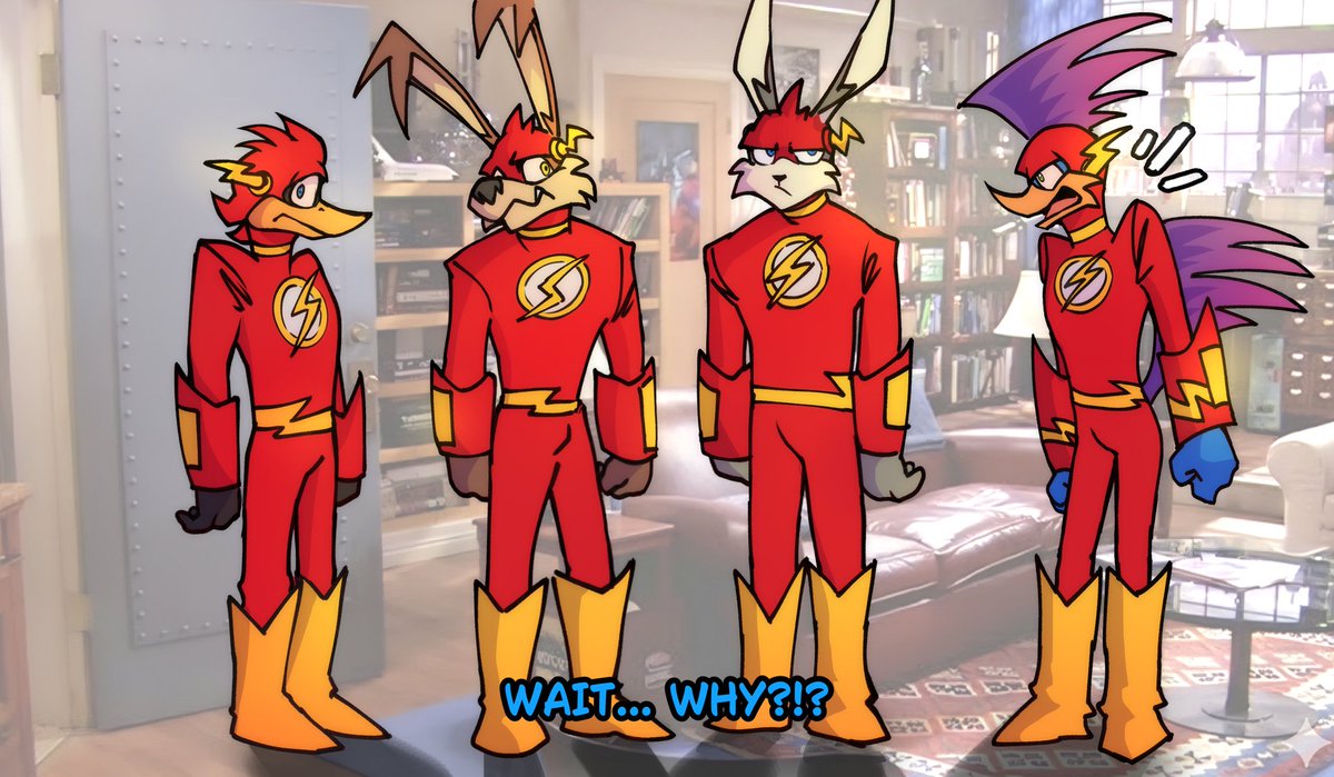 MaxDraws1's tweet image. LOONATICS "Everyone Wants to Be The Flash" ⚡TBBT Parody

They dressed up the same again! It's the third time this has happened to them. Rev tells them: "YOU GUYS DON'T EVEN RUN!" 
#Art #Loonaticsunleashed #Tbbt