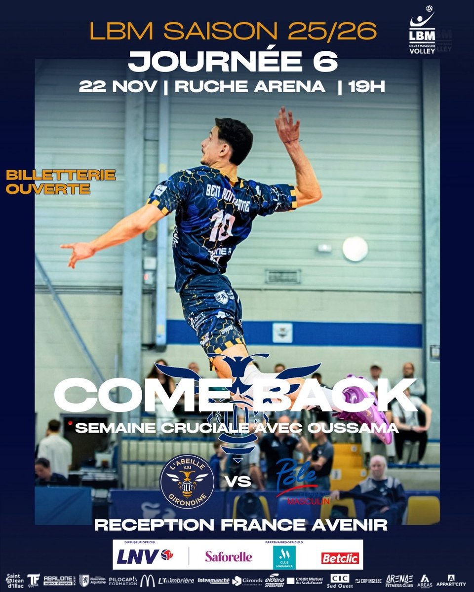 ASIVB's tweet image. Retour au championnat… et retour d’𝗢𝘂𝘀𝘀𝗮𝗺𝗮 ! 🇹🇳🔥
🆚 Abeille Girondine ASI / France Avenir
📅 Sam. 22/11 – 19h
📍 Ruche Aréna
🎟️ billetweb.fr/abeille-girond…
On vous attend !