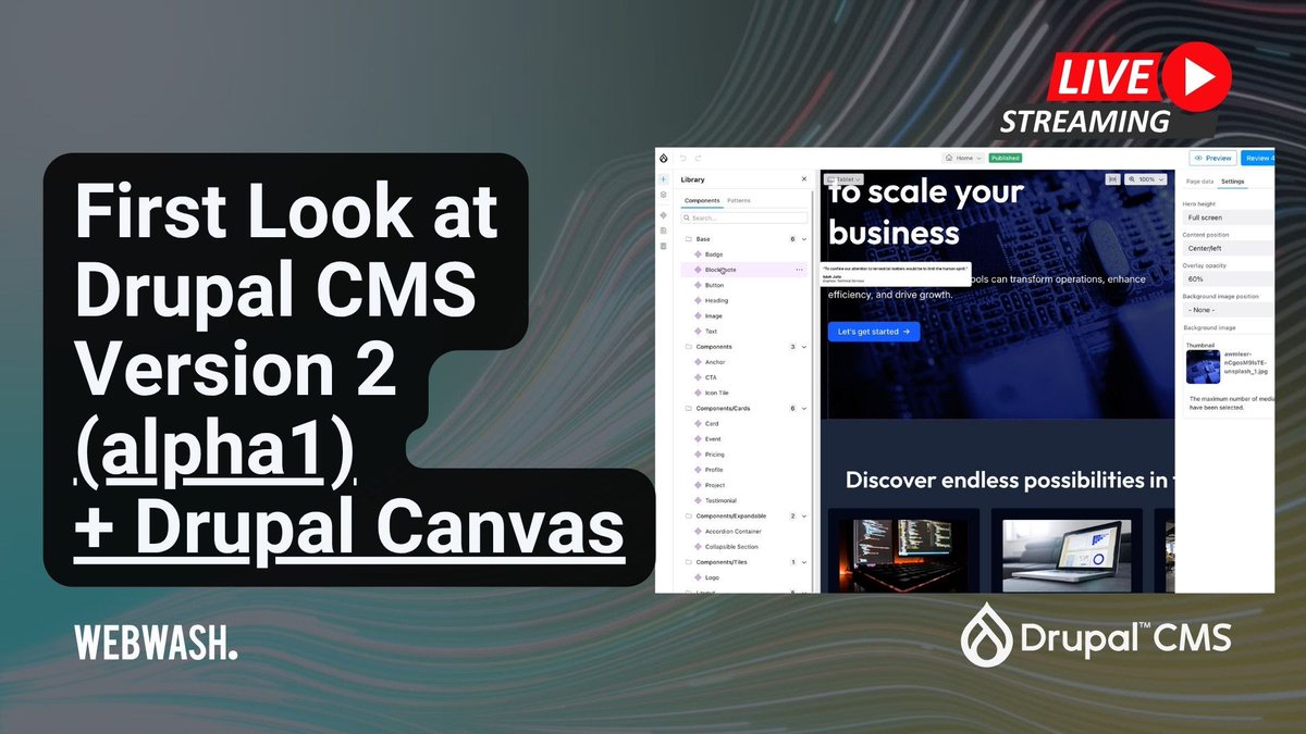reisquarteu's tweet image. First Look at #DrupalCMS V2 (alpha1) + #DrupalCanvas: webwash.net/drupal-cms-v2-… #Drupal #video #tutorial