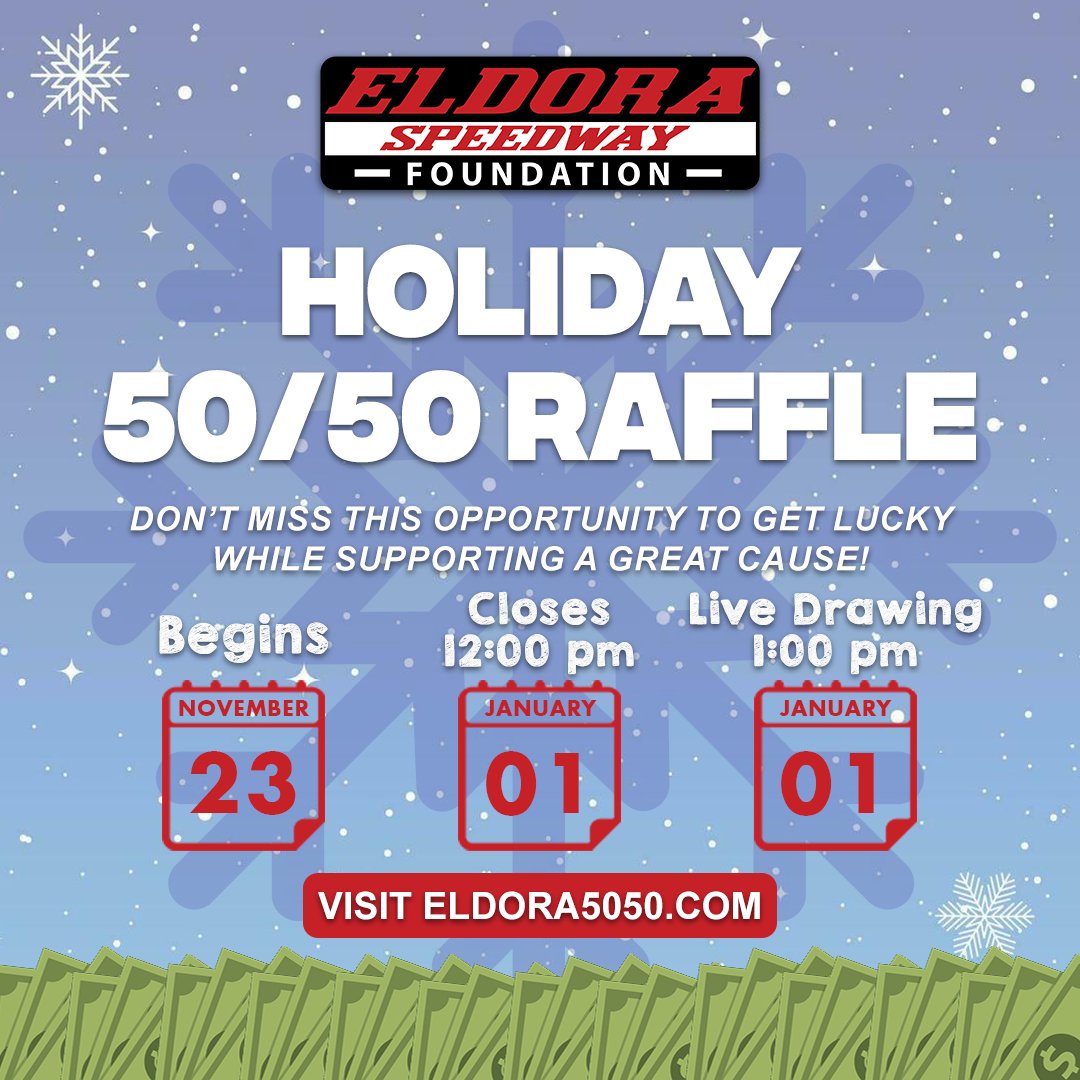 Are you feeling lucky? Purchase your holiday 50/50 raffle tickets beginning November 23 at eldora5050.com if you are within the state of Ohio! The money raised helps support local fire &amp; EMS, along with numerous other local non-profit organizations. Don't miss your