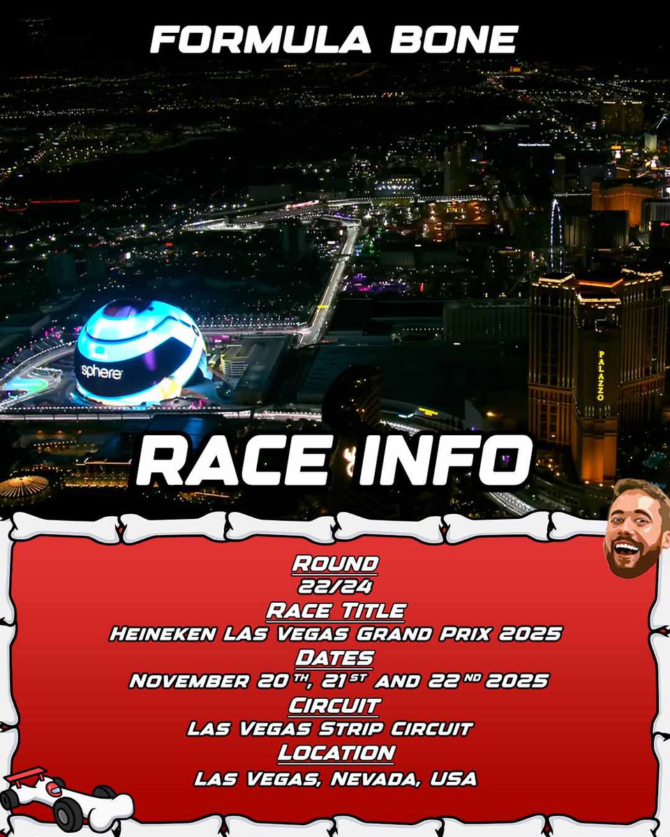 FormulaBone's tweet image. VEGAS, BABY!!! 🃏🎰🏎️🍾 #F1 #LasVegasGP