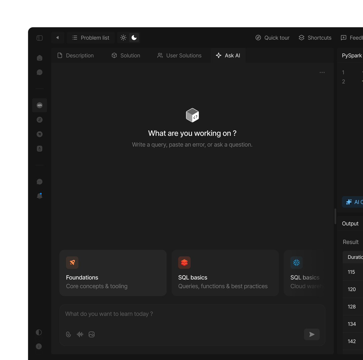 experimenting  with AI chat design for data engineers