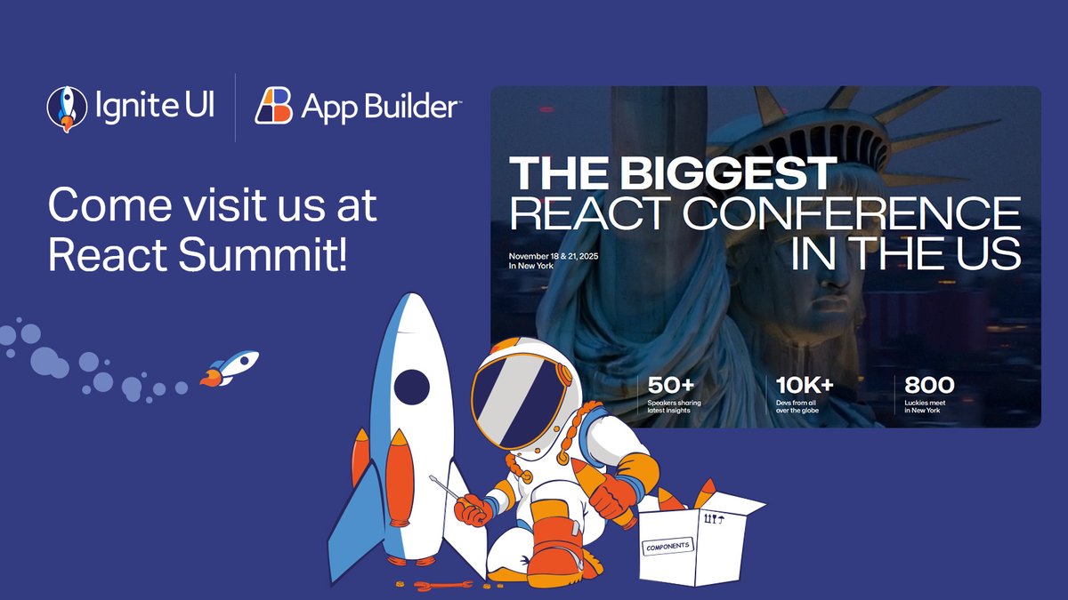 infragistics's tweet image. We’re headed to React Summit tomorrow!

If you&apos;re attending, stop by the our booth and check out the latest innovations to Ignite UI for React, and App Builder!

Let our team show you how you can increase productivity, and start building better apps—faster.

#ReactSummitUS…