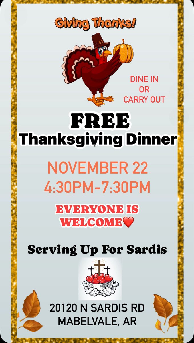 🍁🥧 Free Thanksgiving Meals in Pulaski County! 
The season of gratitude is all about giving thanks and giving back — and this Thanksgiving, Pulaski County is doing just that! 💛
👉 View the full list of free Thanksgiving meals and giveaways here: pulaskicounty.net/news/posts/fre…