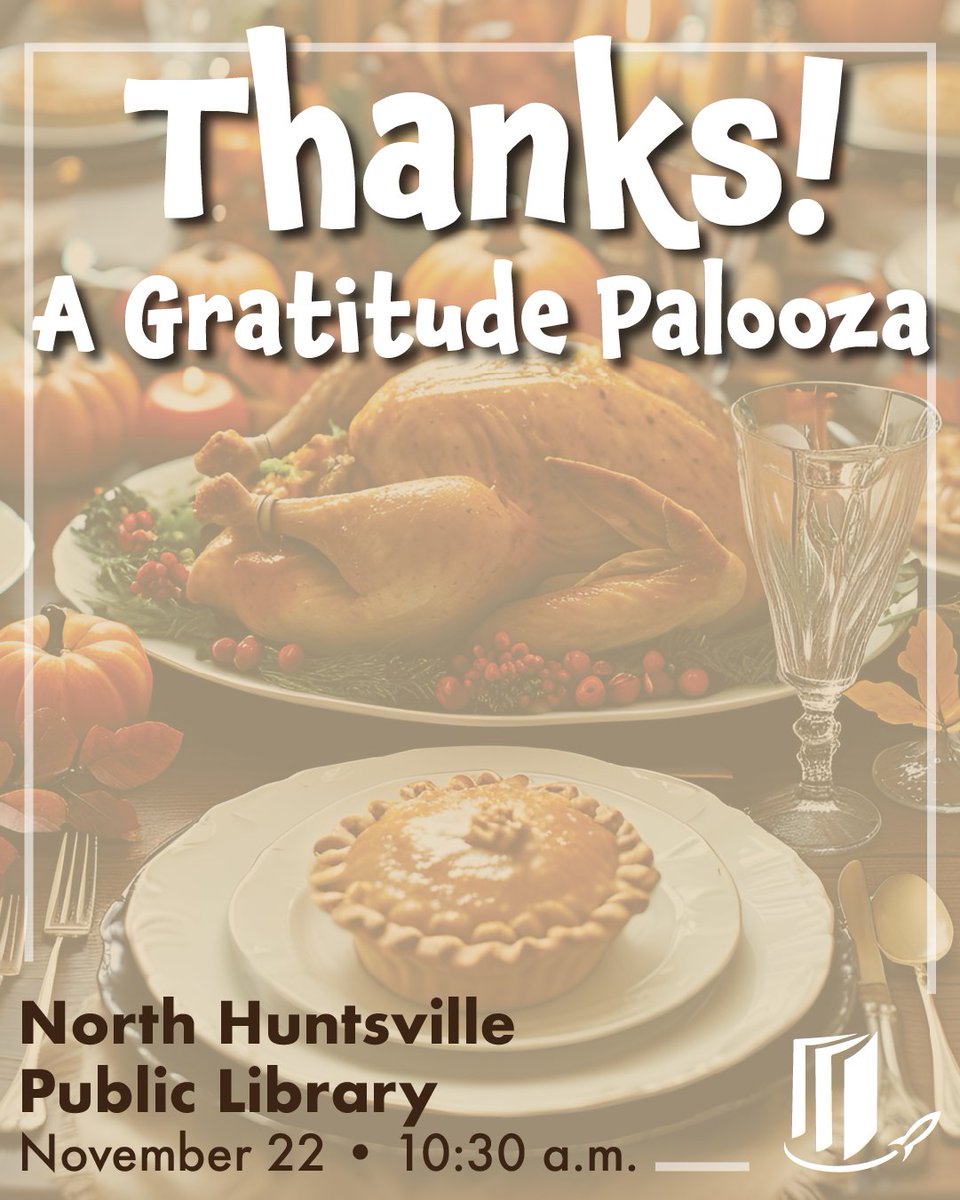 HMCPL's tweet image. 🦃 Join us at the North Huntsville Public Library to make cards, bracelets, pocket hugs, bookmarks, or a puzzle to give to your loved ones at Thanksgiving!!! 🦃
Hot apple cider and mini donuts for snacking as we craft.

#HMCPL #PublicLibrary #Thanksgiving #Crafts