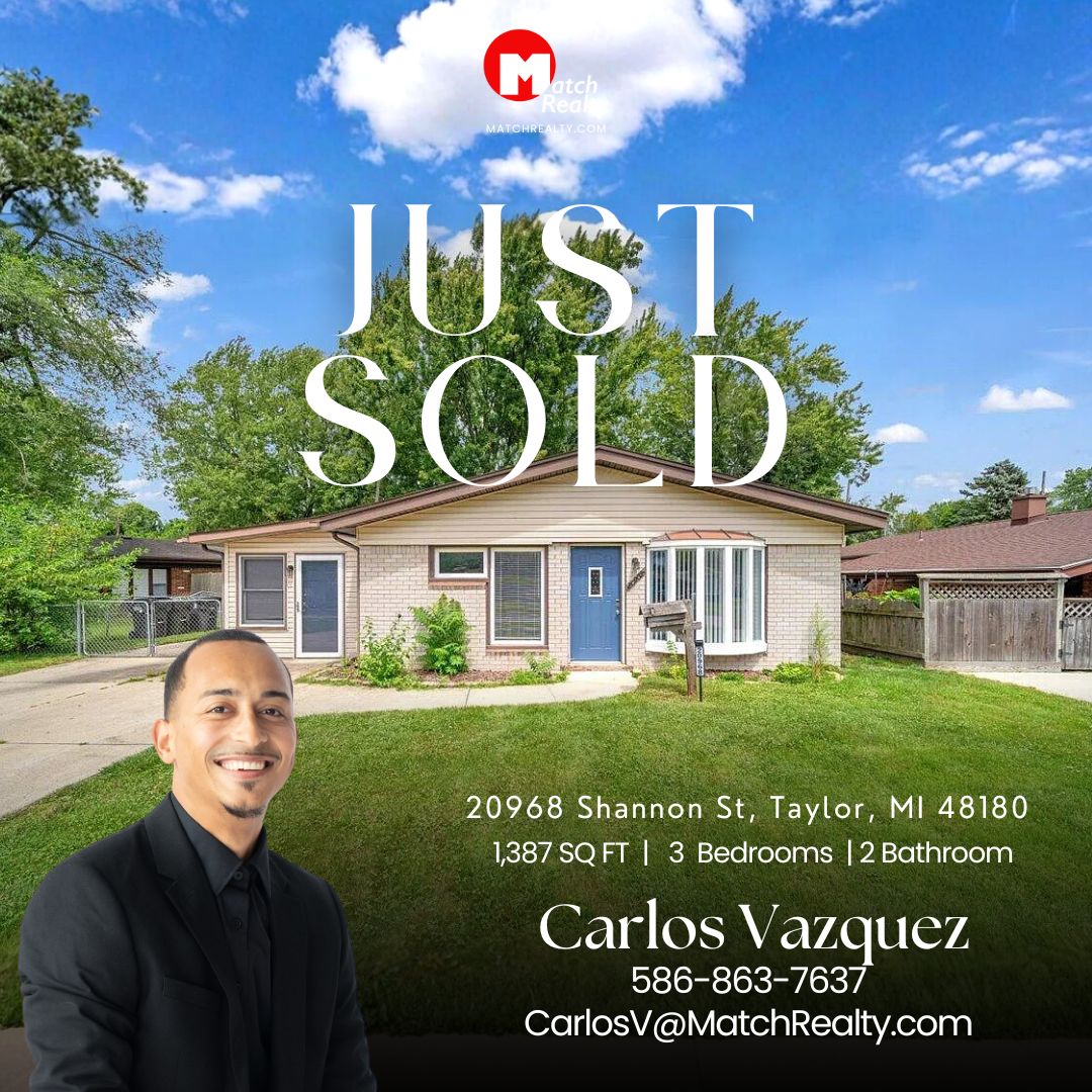 MatchRealtyMi's tweet photo. Another home officially SOLD! π Congratulations to @carlos__vazquez1 and to our amazing clients on this exciting new chapter.
https://t.co/nGhlR6QYnJ
#JustSold #Closed #MatchRealty #MichiganHomes #MetroDetroit https://t.co/vMe8V15iG9