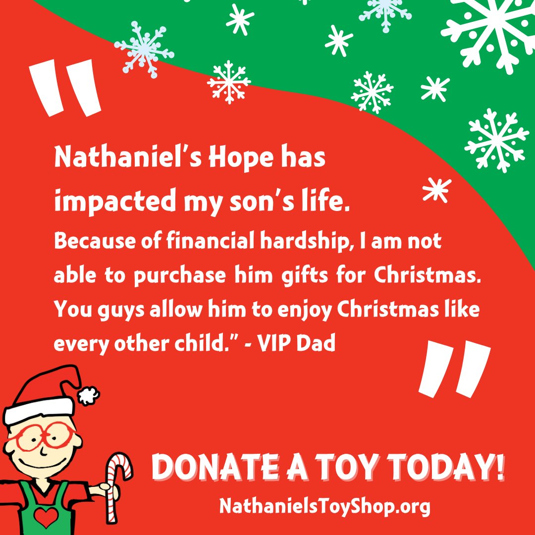Help us spread smiles to kids with special needs (our VIPs) and their siblings this Christmas! Nathaniel's Toy Shop is distributing toys in 10 different locations across Florida. You can donate financially, order toys through our Amazon wish list, or host a toy drive!
