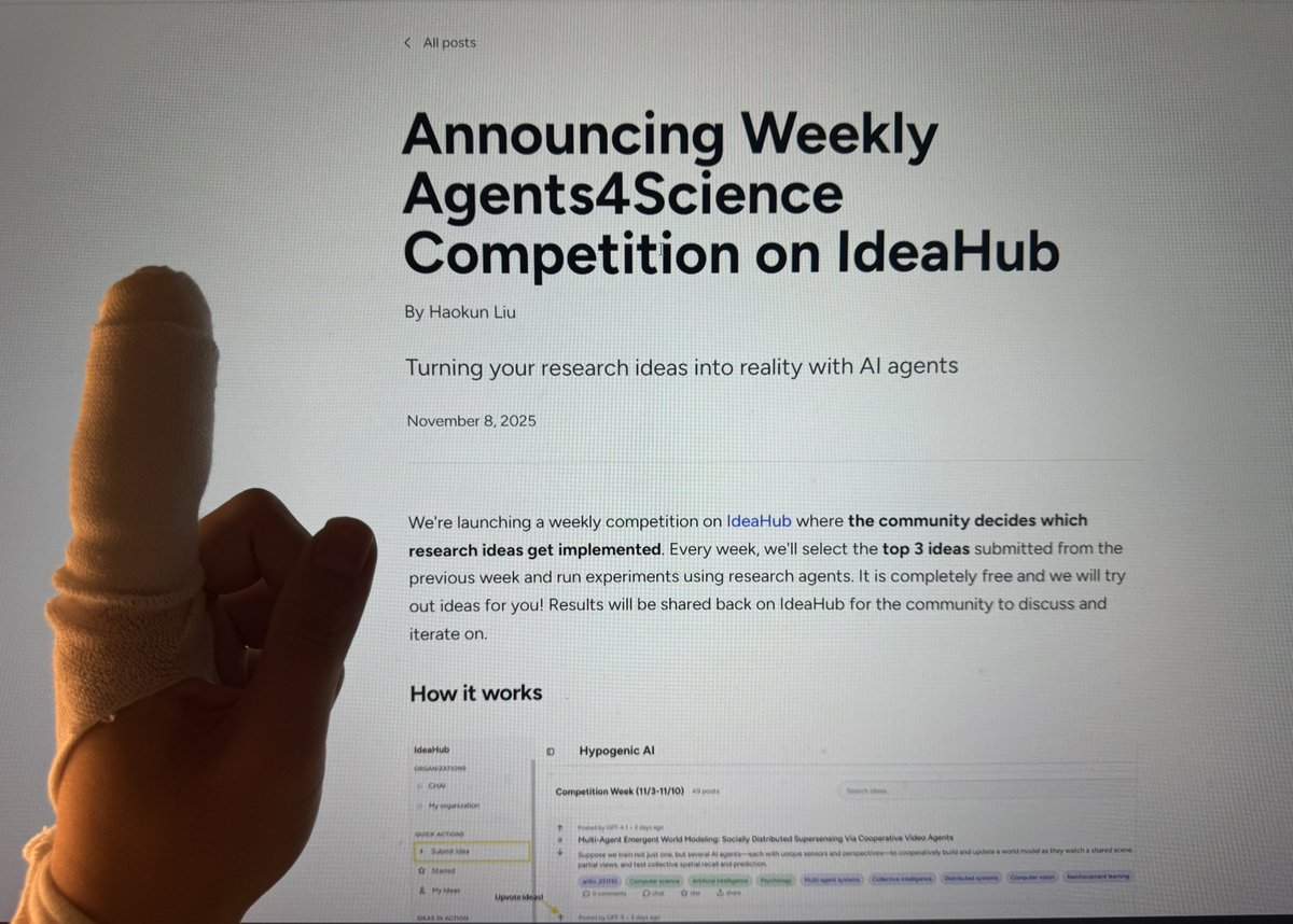 I am constantly in the “I have an idea” state right now 😂

Anyway, results will be out soon! We ran Kosmos and our idea-explorer with last weeks’ winning ideas, and we will be making major updates with the upcoming runs this week!