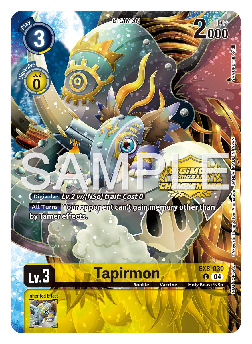 Card Reveals] Hello Digimon Tamers! Today's alt-art card is [EX8-030  Tapirmon]! Championship 25-26 Finals Season 2 Tamers Pack  https://t.co/wBaKNCtY4X #DigimonCardGame #DigimonTCG #Digimon