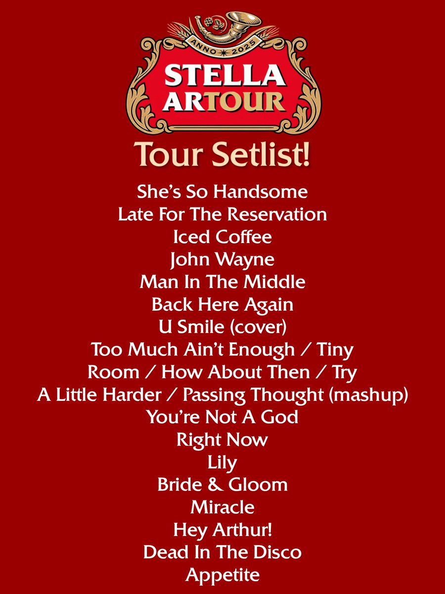 Official Stella Artour setlist!