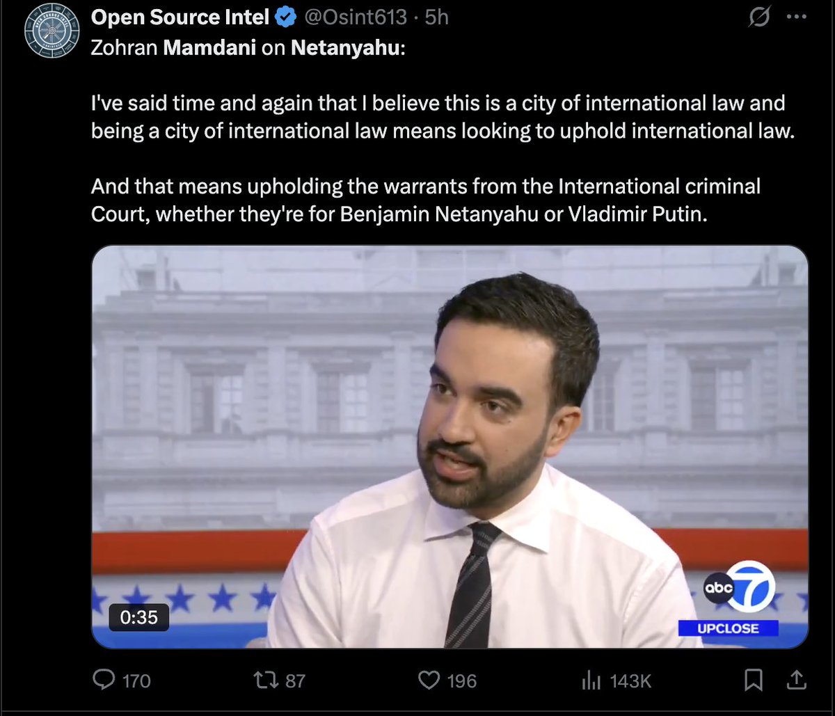 realJeremyCarl's tweet image. Put aside your feelings about Netanyahu-- maybe you love him or maybe you hate him-- that&apos;s not what&apos;s important here.  

This is a shocking statement from Mamdani, and is essentially a declaration of an insurrection against the U.S. government.  And it seems like all of the…