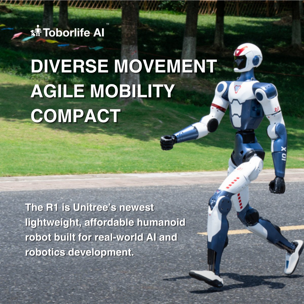 ToborlifeAI's tweet image. The #Unitree R1 is now available for pre-order at Toborlife! 🤖
• R1 Basic deposit: $699
• R1 Edu Series deposit: $999

Ultra-lightweight, customizable, and built for research, innovation &amp;amp; education.
📦 Expected delivery: Jan 2026.

#Robot #Robots #Robotics #Humanoidrobot