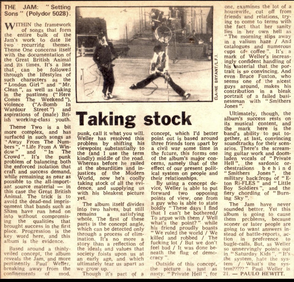AJRAllModCons's tweet image. Happy 46th birthday Setting Sons. By @LongLiveTheJam @paulwellerHQ . I sat playing it to death on its release! Surely one of his best 3 or 4 albums. Fantastic review here from @PaoloHewitt1 ‘Paul Weller is 21’ - brilliant. @carlbrad66 @mikip555