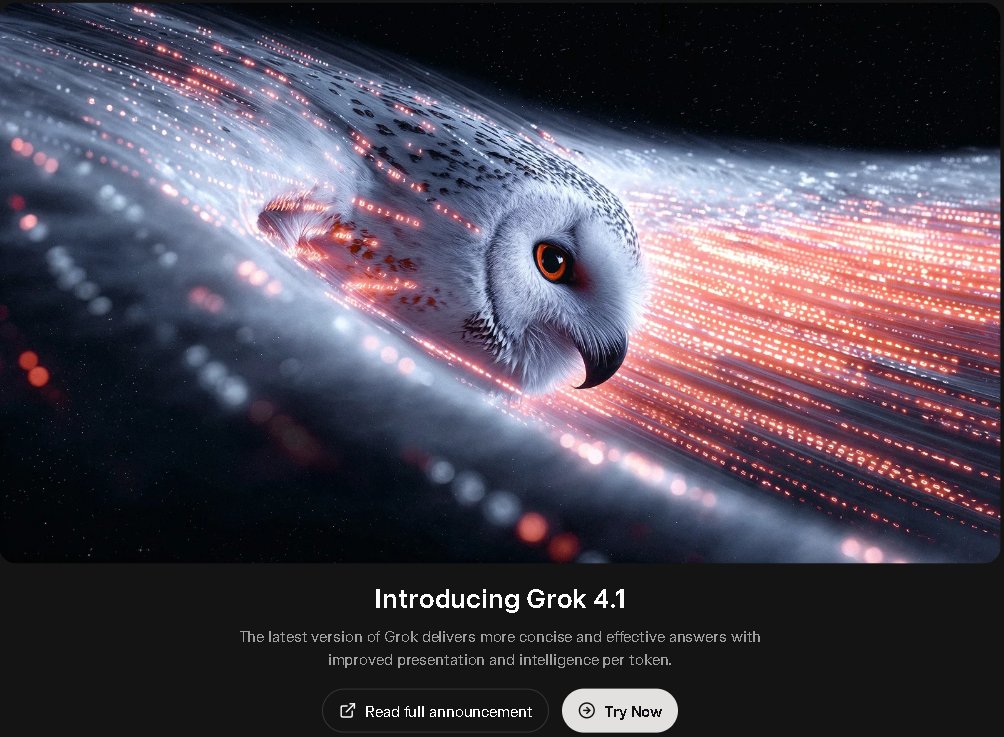SaaSBit's tweet image. 🚨Breaking! 

Grok 4.1 and Grok 4.1 Thinking Beta models just released!

Try it out now! grok.com

Read Full announcement. x.ai/news/grok-4-1