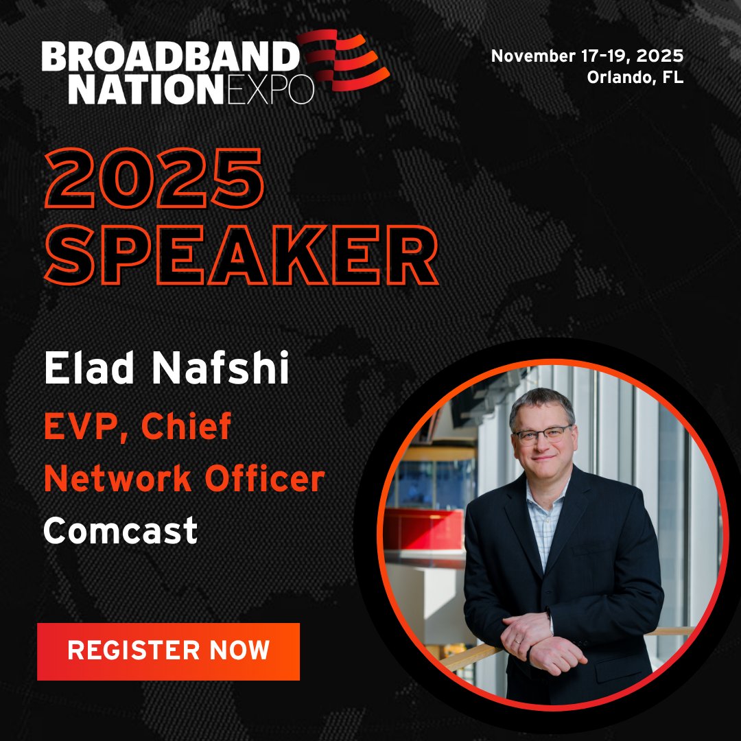 Comcast’s Chief Network Officer, Elad Nafshi's keynote <a href="/BroadbandNatn/">Broadband Nation</a> on Wednesday will focus on transforming a broadband network to prepare for the next-generation of connectivity demands from streaming to AI and more. 

Join us at #BroadbandNationExpo.