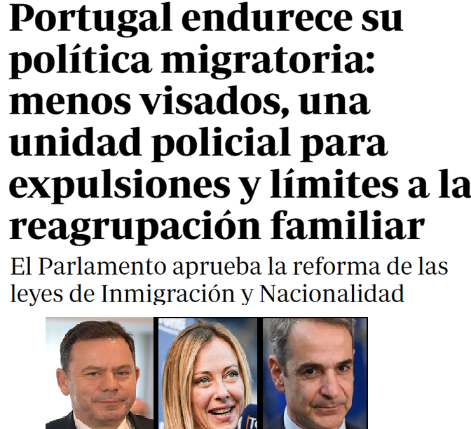 Portugal se une a la Italia de Meloni y a la Grecia de Mitsotakis. Y dejan aislado a Sánchez.

Los tres países acuerdan no permitir la entrada masiva de inmigrantes ilegales y aquellos que delincan y pongan en peligro la seguridad ciudadana serán expulsados inmediatamente.