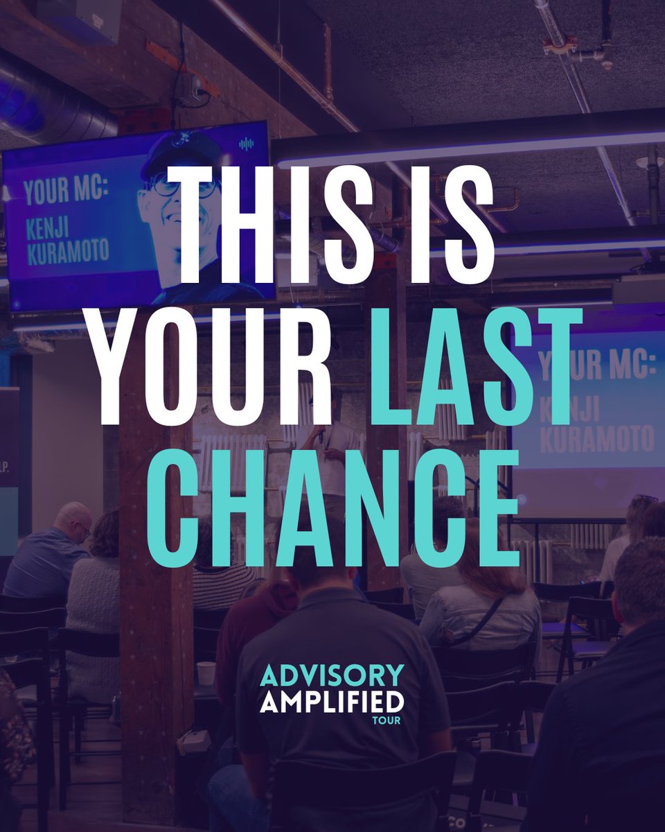 Last chance to experience Advisory Amplified 2025.

We go live tomorrow, and I’d love to have you there.

If you’ve been thinking about building a more advisory-driven firm, this is your sign to join us, #TaxTwitter.

🎟️ $29 (or $19 with code ADVISORY) → advisoryamplified.com/virtual