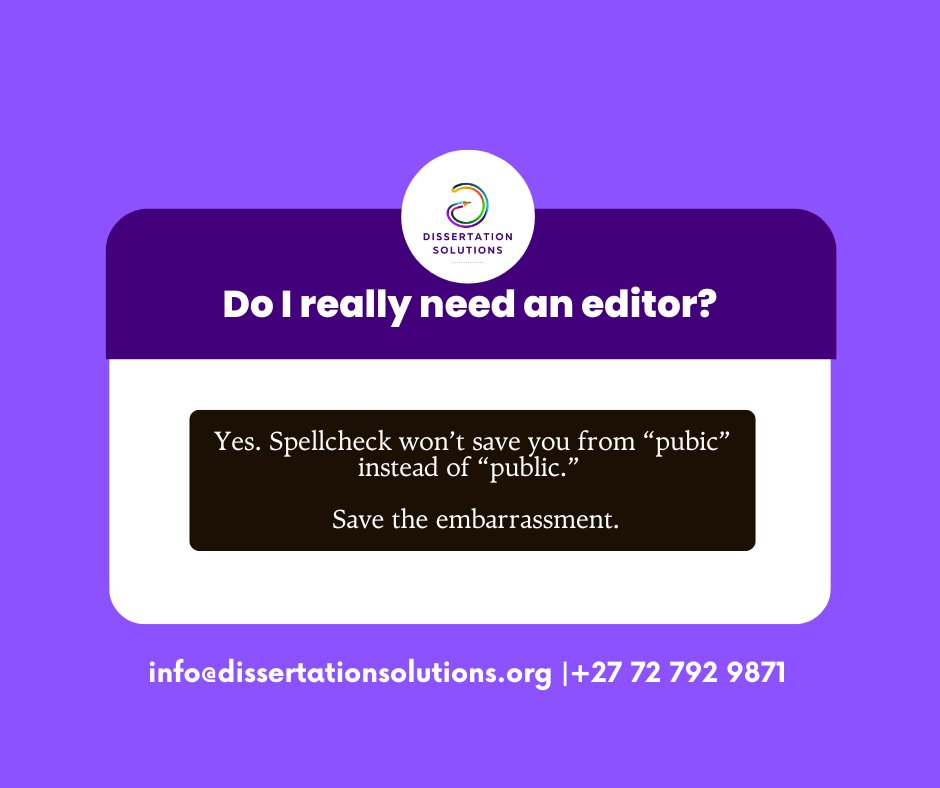 dissertation_za's tweet image. Your thesis deserves professional eyes; don&apos;t rely on automated tools for compliance and clarity.

Reach out to info@dissertationsolutions.org | +27 72 792 9871 for support!

#ThesisEditor #Proofreading #AcademicQuality