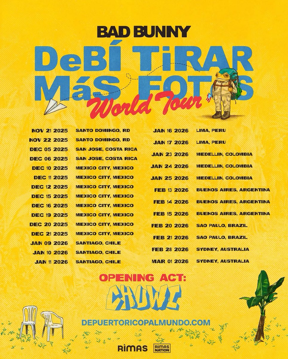 Chuwi será el Opening Act del DeBÍ TiRAR MáS FOToS World Tour en Latinoamérica y Australia. 🗺️ 🐸