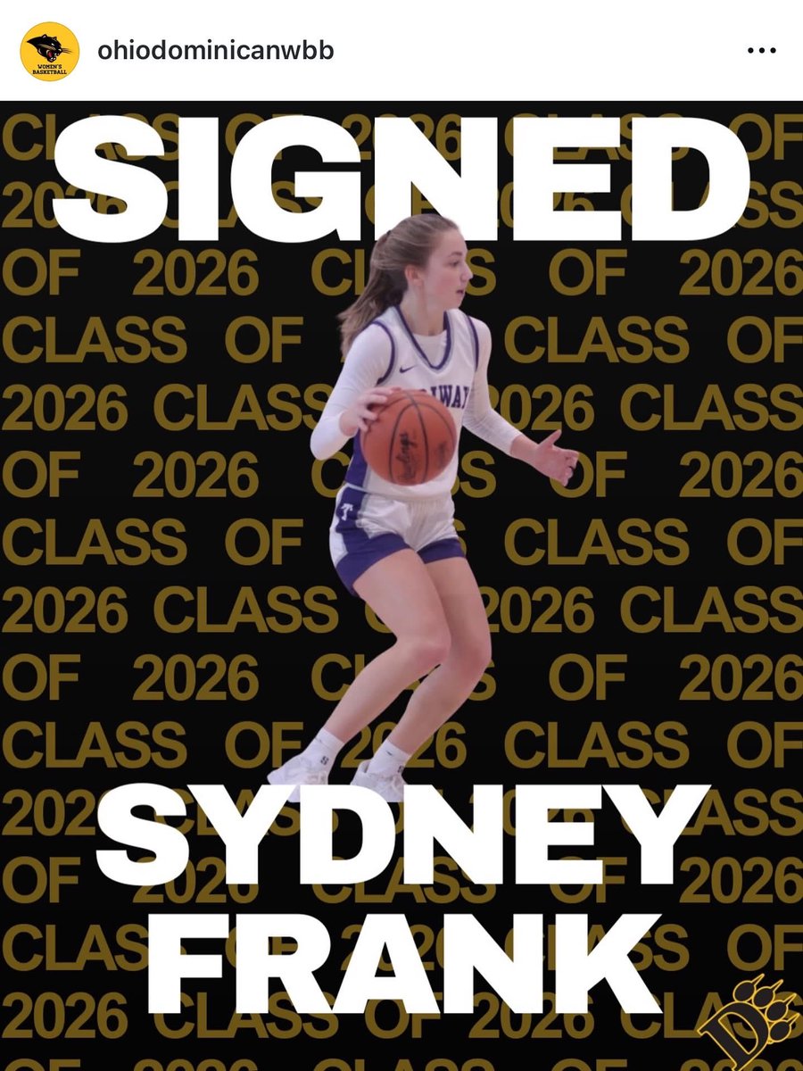 Congratulations to Sydney Frank for committing to continue her career at Ohio Dominican University! We are so happy for you Sydney!