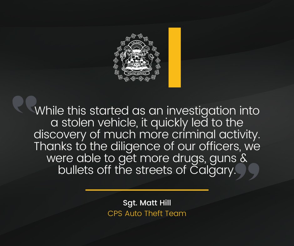 🔵 75 CHARGES LAID 🔵

A Calgary man has been arrested &amp; charged with several gun, drug &amp; theft offences.

📍 On October 30, our Auto Theft Team located a stolen Subaru Forester in a parking lot on the 400 block of Radcliffe Crescent SE.

Officers monitored the vehicle &amp; later