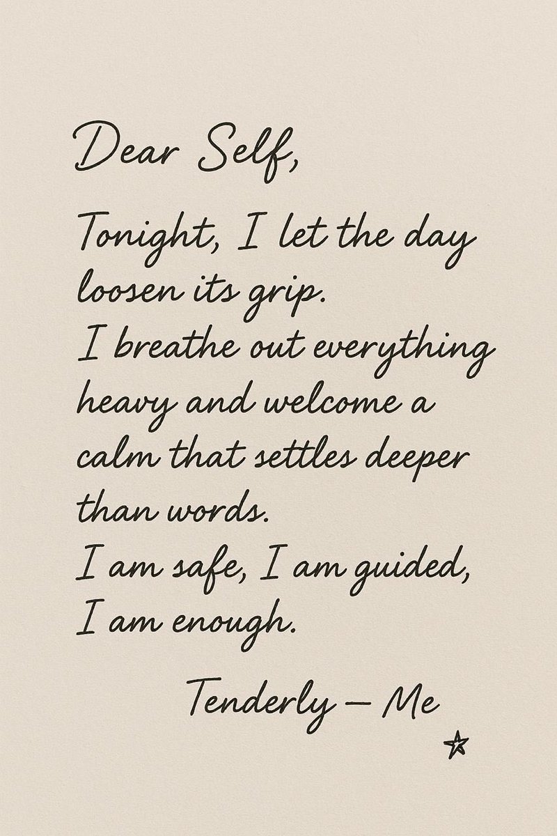 Sampee24_7's tweet image. What’s one thing you’re letting go of before you sleep tonight?

Share below — your softness might help someone else exhale. 🌙🤍

#DearSelf #EveningReflections #EmotionalHealing
#SlowDownSpace #NightAffirmations #CalmMindCalmLife
#YouAreEnough #HealingInProgress