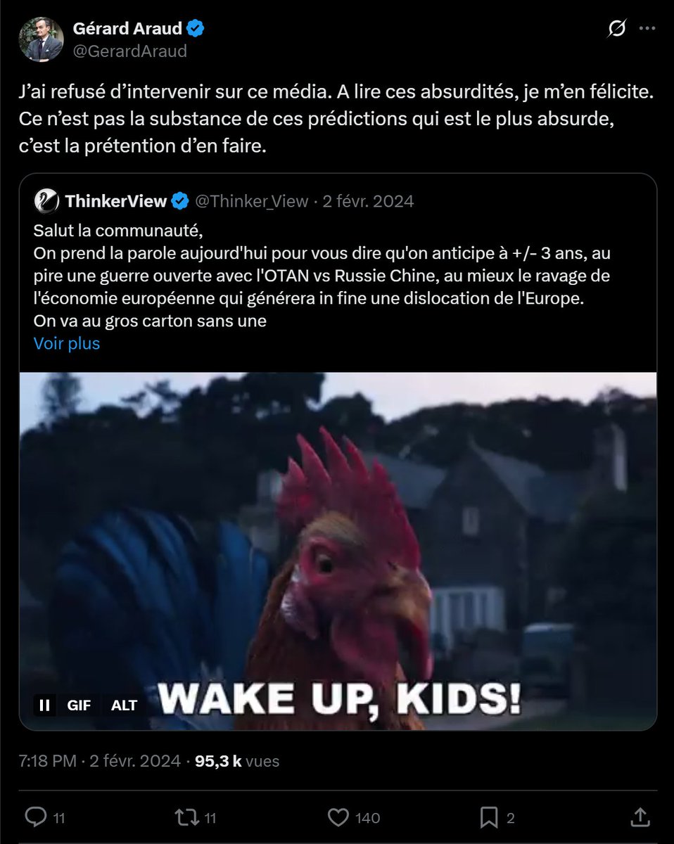 Avec les compliments de la Team ! 

13/10/2025 
L’Otan en guerre avec la Russie avant 2029 ? L’alerte des services secrets allemands
lexpress.fr/monde/europe/l…

22/10/2025
L’armée française doit être «prête à un choc dans trois, quatre ans» face à la Russie, alerte le chef