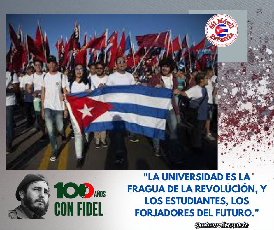 OficinaMei94455's tweet photo. #Fidel: “La universidad es la fragua de la Revolución, y los estudiantes, los forjadores del futuro.”
#100AñosConFidel #IslaDeLaJuventud #SentirPinero #OneiIsla https://t.co/DuBxzMaQ3W