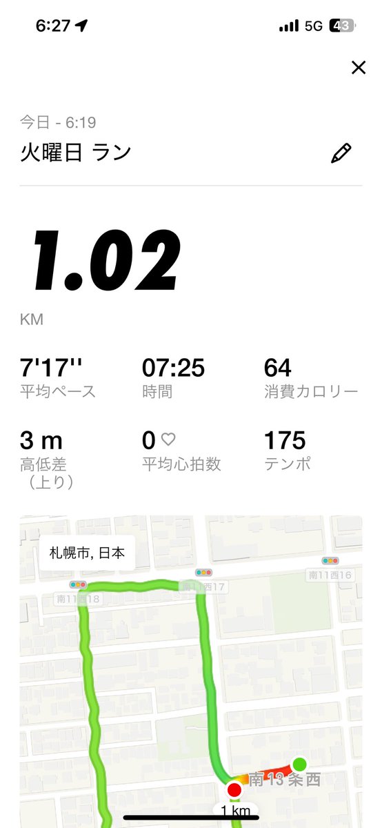oumin55's tweet photo. 朝ラン　118日目です。

#11/18(火) 

皆さん、おはようございます☀

昨夜は夜ランで1km

からの朝ランも1km
ということで、累計30.3km

札幌はツルツル路面🧊
転ばないように気をつけて

引き続きコツコツ積み上げます。

皆さん、今日も最高の1日��❗️ https://t.co/2BpyhOelMQ