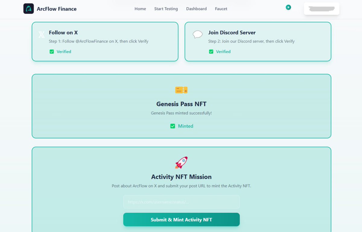 mohamadi2801's tweet image. ✅ Arc Airdrop Checklist ✅

Get test tokens

Connect wallet &amp;amp; do tasks

Mint Genesis NFT

Post this &amp;amp; tag @ArcFlowFinance
Done! 🚀
#ArcFlow #Airdrop