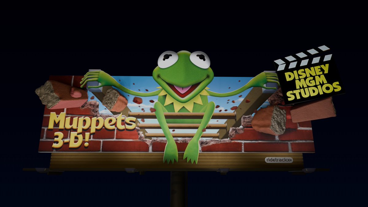 ridetrackx's tweet photo. I can't believe it. Months of squinting my eyes on a 30 year old pixelated photo to recreate the billboard, I randomly run into this.... AFTER all the work is done.🫤 I was pretty close but now I won't be able to sleep unless I remake this. Sigh....😭.........😂. #MuppetVision3d https://t.co/yJLZDhnHPQ