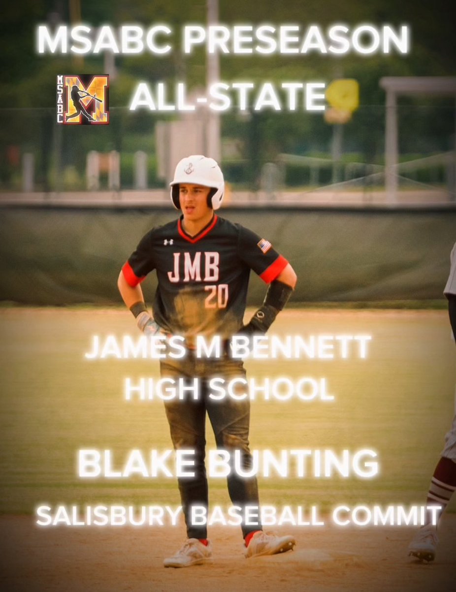 BlakeBunting25's tweet image. It’s an honor to be named part of the MSABC Preseason All-State team! Grateful for the recognition! @JMBClippersBsbl @Nate_Israel @MSABC1 @RichmondBraves @SalisburyBB @RonSiersJr @TBrohawn @Coachheenan34 @ecoast_baseball @BaysideBB_MD 
@teachu2hit