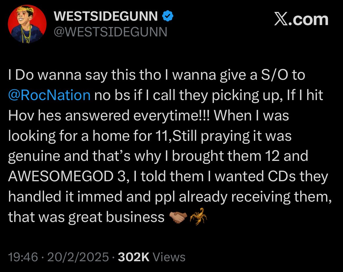 Reminder that Westside Gunn has been going crazy under Roc Nation recently and that’s not even to mention the Clipse or Boldy x Craven records that dropped too…