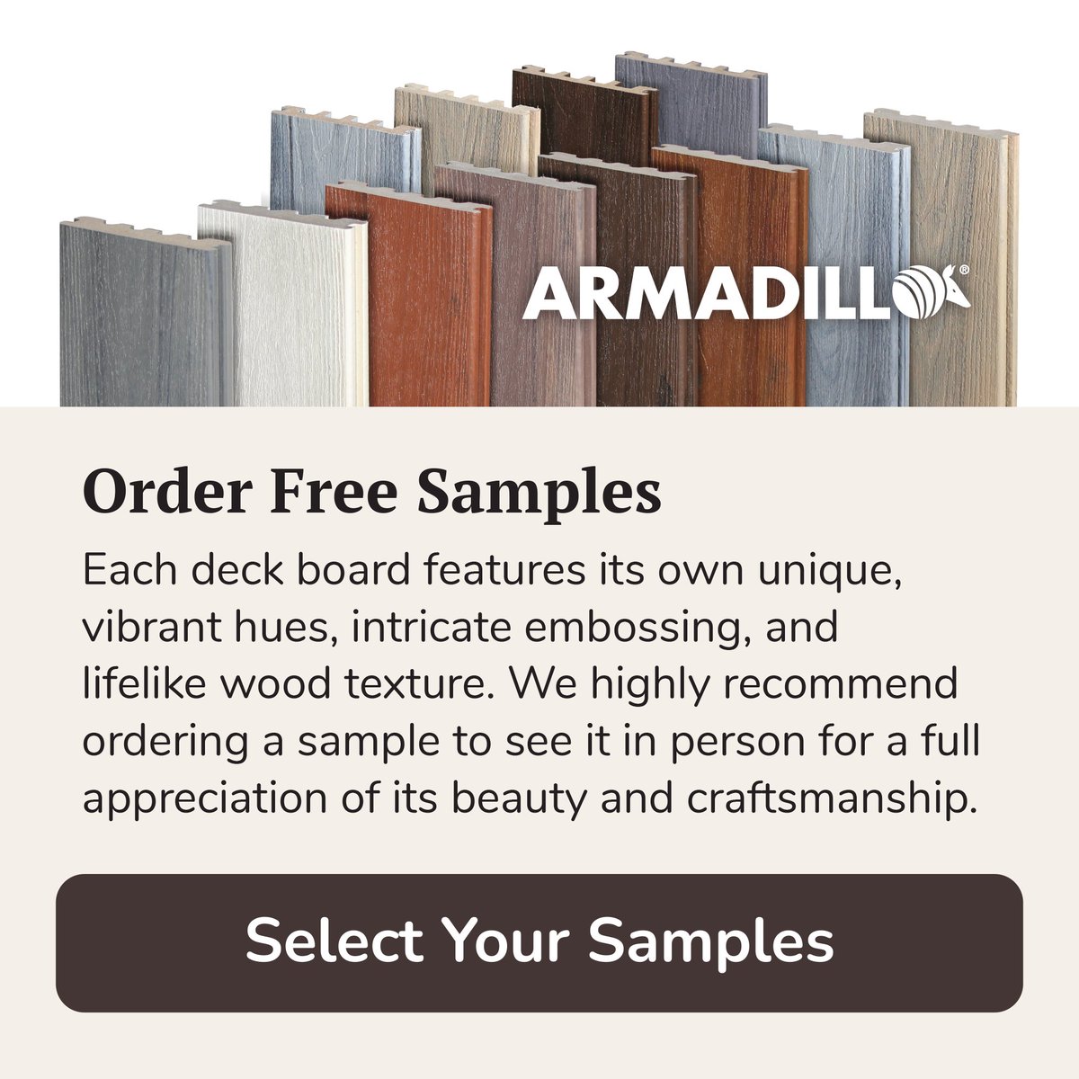 ArmadilloDeck's tweet image. Just one click away from ordering your free samples today! #freesamples #dreamdeck armadillodeck.com/request-armadi…