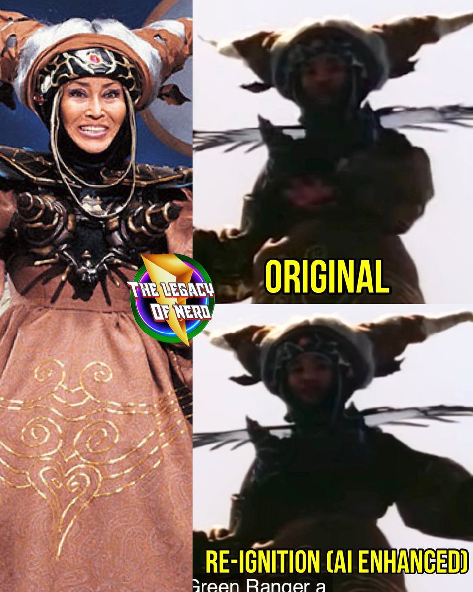 thelegacyofnerd's tweet image. One eagle eyed fan noticed Rita Repulsa looks very different with the new Mighty Morphin Power Rangers AI Enhanced series in one scene in particular 

This scene is from Episode 18: Green With Evil Part II and was part of the American footage of the episode