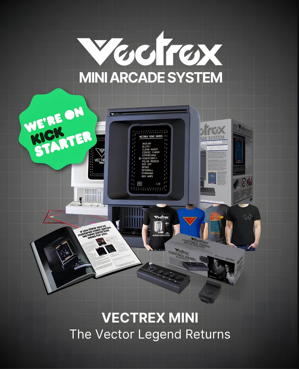 ⏳ Half the campaign is already over!

Pre-order your Vectrex Mini with modern features + extra items.

🕹️🔥 Don’t miss out and support the Kickstarter today: kickstarter.com/projects/18523…