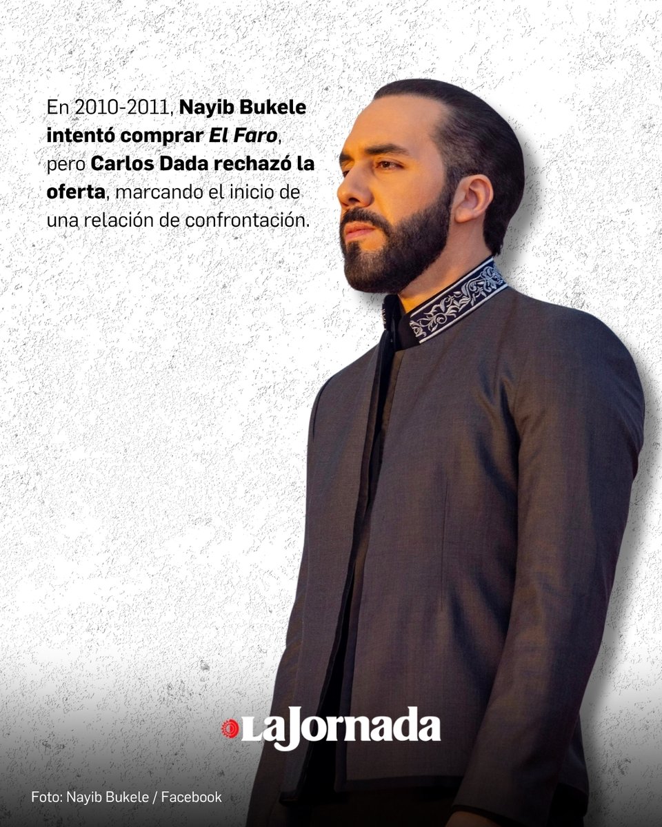lajornadaonline's tweet image. Sería 2010 o 2011 cuando el periodista salvadoreño Carlos Dada, fundador de ‘El Faro’, acudió a una cita en una cafetería de la Zona Rosa de San Salvador. Lo había convocado Nayib Bukele, un joven que apenas despuntaba en sus aspiraciones políticas. Bukele le propuso a Dada…