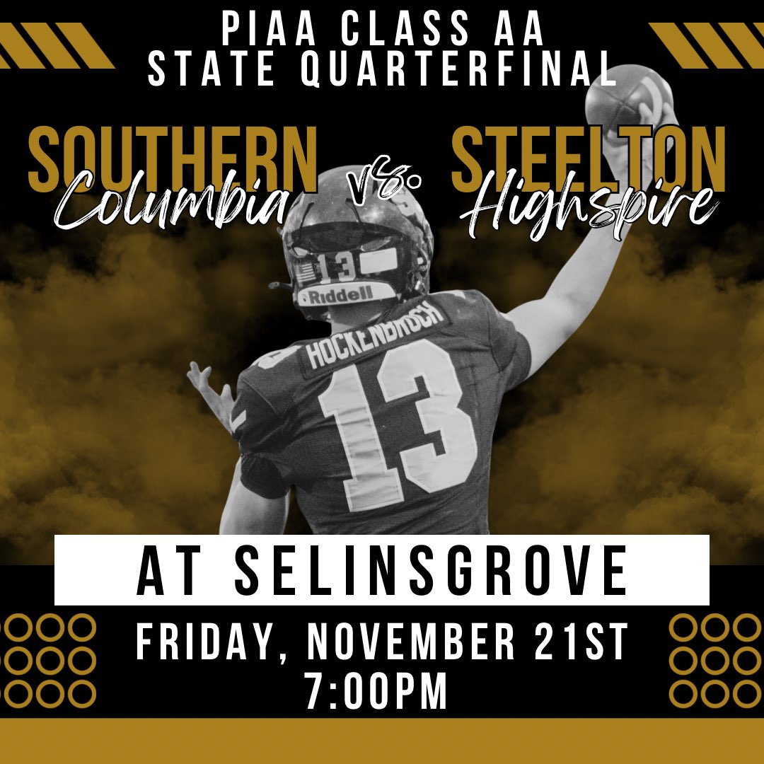 Come out and support the Tigers on Friday night as they take on Steelton Highspire in the State Quarterfinal!  Get your tickets at piaa.org/sports/tickets…