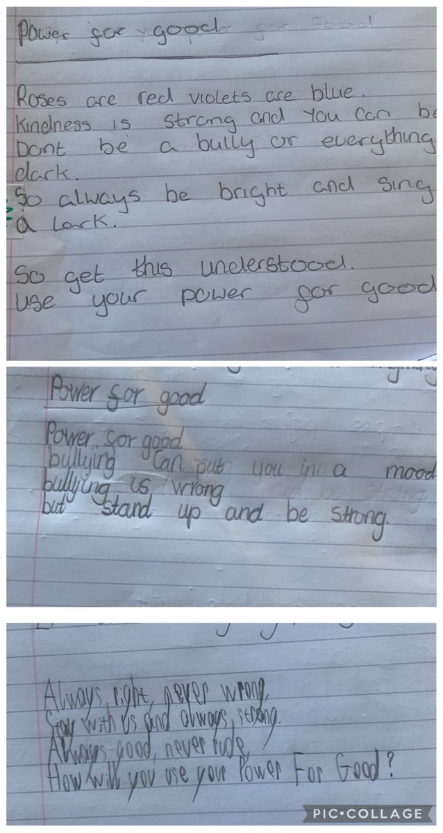 P6StMichaels's tweet photo. Primary 6 were inspired to write some poetry for anti-bullying week. Stand up and use your power for good. They made some kindness bracelets too. 🥰 @SMPG1964 #DreamBelieveAchieve @ABAonline #antibullying #powerforgood https://t.co/YUiOFQXuFm