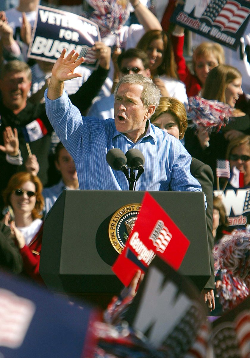 TheBushArchive's tweet image. “I will never relent in defending America, whatever it takes.”
- George W. Bush during the 2004 Election Campaign